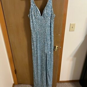 Light Blue Sequin MacDuggal Dress